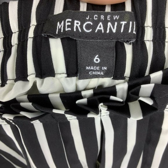 J Crew Women's Size 6 Striped Pleated Skirt Pockets Knee Length Black/White - Picture 4 of 7